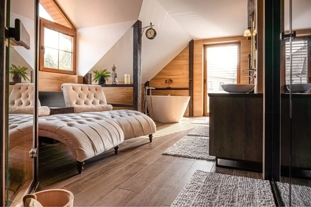 Rustikální wellness oáza s koupelnovým nábytkem ze dřeva: Zlínské řemeslo pro domácí relaxaci